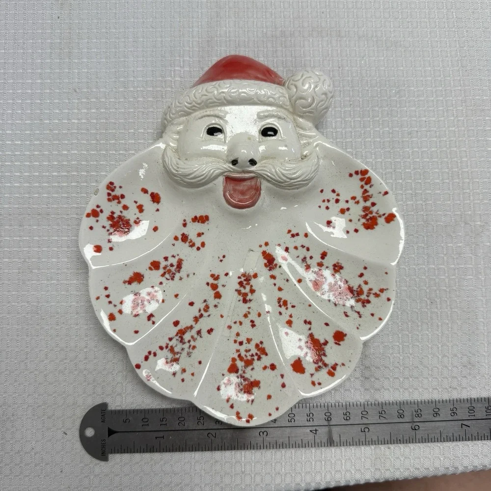 Vintage Santa‎ Claus Head Candy Dish Ceramic MCM Holiday Collectible
